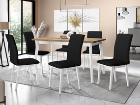 Jedálenský stôl so 6 stoličkami AL23, Morenie: dub artisan L, Poťahové látky: Kronos 7, Farby nožičiek: biela