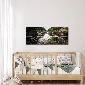 Obraz bicykla v meste (120x50 cm)