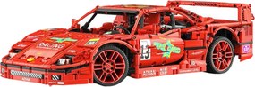 LEAN Toys Stavebnicové kocky – športové pretekárske auto, červené, mierka 1:10, 2688 dielov