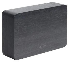 Čierny budík v drevenom dekore Karlsson Square, 15 × 10 cm