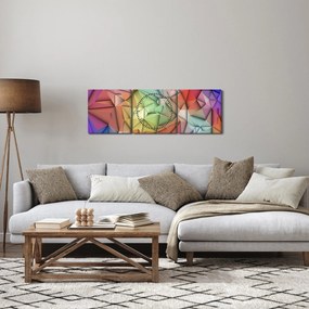 Obraz - Polygonálna abstrakcia (s hodinami) (90x30 cm)