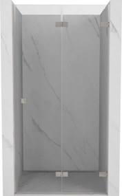 Mexen, Mexen Lunar-F pravé sklápacie sprchové dvere 85 cm, transparentné, brúsený nikel - 836-085-000-97-00-P