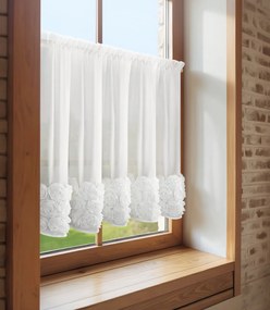 KRÁTKA ZÁCLONA NA PÁSKE EVA MINGE ROSES11 150X70 CM BIELA