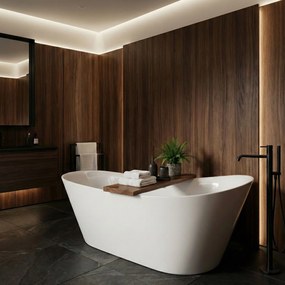 Voľne stojaca akrylátová vaňa REA LUSSO SLIM 170x74 cm, biela, sifón Click-Clack - biely