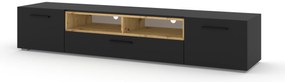 TV stolík/skrinka Akita 198 (čierna + dub artisan). Akcia -20%. Vlastná spoľahlivá doprava až k Vám domov. 1124863