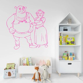 Veselá Stena Samolepka Shrek a Fiona Farba: růžová, Veľkosť: 100 x 105 cm