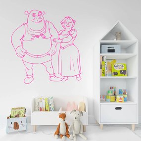 Veselá Stena Samolepka na stenu na stenu Shrek a Fiona Farba: černá