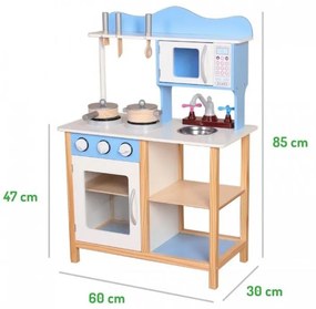 EcoToys Drevená kuchynka ELLA s príslušenstvom, TK040-BLUE