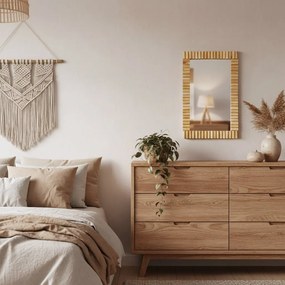 Tutumi Tutumi, nástenné zrkadlo Boho 55x35 cm KLNA-MR01, hnedá, HOM-02803