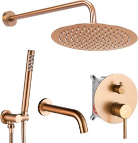 Rea Lungo, sprchová súprava pod omietku s vaňovou výlevkou + BOX, medená matná, REA-P8810