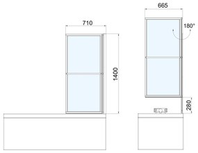 Polysan Polysan, KAGERA vaňová zástena s pneumatickým zdvihom, š.710mm, biela matná, číre sklo, 30336W