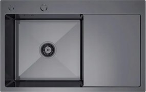 Erga HD, 1-komorový oceľový drez 780x490x210 mm, ľavý, grafitová, ERG-MLS-HD7849LB