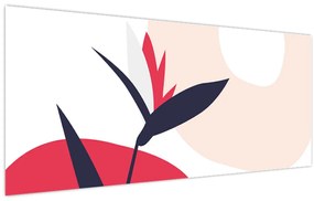 Obraz - Ružová florálna abstrakcia N⁰1 (120x50 cm)