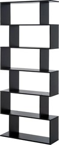 HOMCOM Moderný Knižnica s 6 Polkami do Jedálne, Obývačky a Štúdia 80x23x192 cm Čierna | Aosom