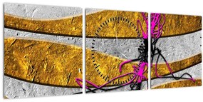 Obraz abstrakcie (s hodinami) (90x30 cm)