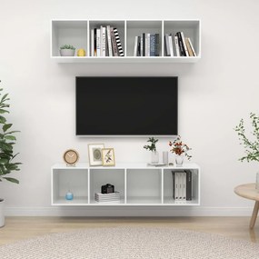 Nástenné TV skrinky 2 ks vysokolesklé biele drevotrieska