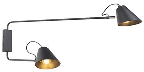 Dizajnové nástenné svietidlo čierne 2-svetelné nastaviteľné - Lune