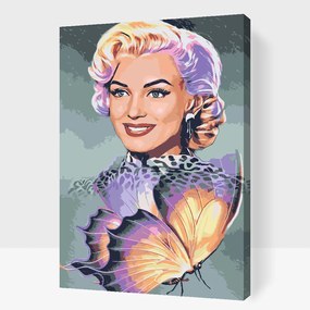 Gario Maľovanie podľa čísel Marilyn Monroe s motýľom Rozmery: 40 x 60 cm, Rámovanie: S vnútorným rámom