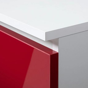 Rohový písací stôl B20 biely/červený pravý
