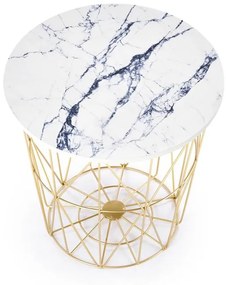 KONFERENČNÝ STOLÍK MANUEL BIELY MRAMOR / ZLATÝ