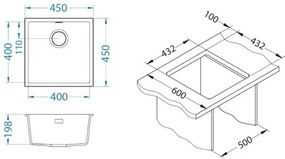 ALVEUS 1150047 - Kuchynský drez OMNI 45x45 cm granit/béžová