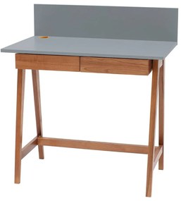 Sivý písací stôl s podnožím z jaseňového dreva Ragaba Luka Oak, dĺžka 85 cm