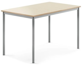 Stôl SONITUS, 1200x800x760 mm, HPL - breza, strieborná