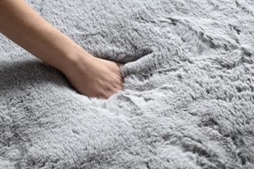 Okrúhly prateľný koberec TEDDY Shaggy, plyšový, sivý