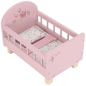 Postieľka pre bábiky drevená s perinkou Pink