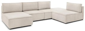 Krémovobiela menčestrová rohová pohovka (variabilná) Nihad modular – Bobochic Paris