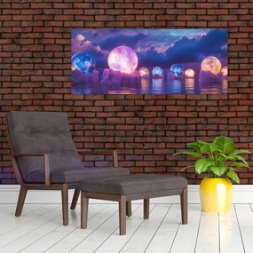 Obraz - Planéty na vode (120x50 cm)