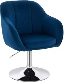 LuxuryForm DESIGN Stolička AVOLA VELUR na striebornom tanieri - modrá