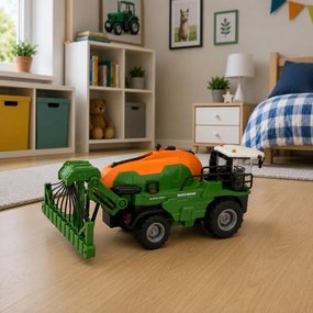 LEAN Toys Poľnohospodársky kombajn s postrekovačom, funkcia postrekovania, svetlá, zvuky, mierka 1:24
