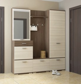 Rohová predsieňová skriňa Veneta CW - tmavý popol shimo / svetlý popol shimo