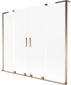 Mexen Velar L Duo, 2-krídlová posuvná vaňová zástena 180 x 150 cm, 8mm sklo námraza, ružové zlato, 896-180-003-32-60
