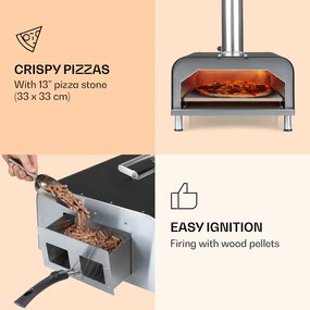 Klarstein Diavolo, peletová pec na pizzu, vrátane kameňa na pizzu, teplomer, nehrdzavejúca oceľ