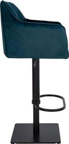 Barová stolička Damaso B - zamat, čierny rám - Zelená
