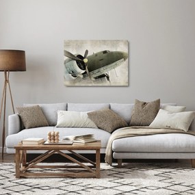 Sklenený obraz - Staré vrtuľové lietadlo (70x50 cm)