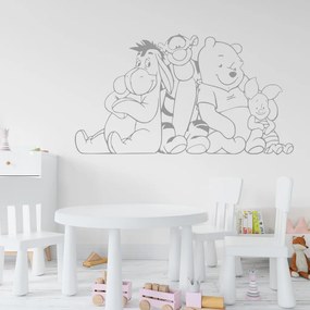 Veselá Stena Samolepka Macko Pú a kamaráti Farba: šedá, Veľkosť: 40 x 22 cm