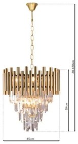 Krištáľový luster na reťazi MADISON 9xE14/40W/230V zlatá