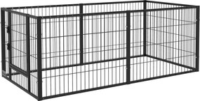 PawHut 6-panelový psí výbeh s nastaviteľnou šírkou, oceľový rám 82,5-150x79x61 cm čierny | Aosom