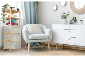 G21 Bambusový regál s košíkmi, 5 políc, béžová, 5 poschodí