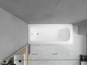 Mexen Vega obdĺžniková vaňa 150 x 70 cm s krytom a trojdielnou zástenou 120 cm, transparentná, chróm