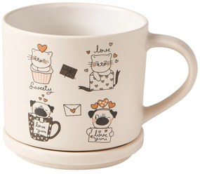 Oranžové/béžové porcelánové hrnčeky v súprave 2 ks 350 ml Cats – Brandani