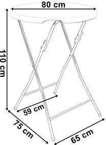 Skladací stolík GALA 80 cm biely