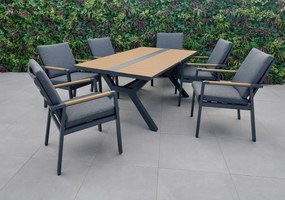 Hliníkový jedálenský nábytok EMOT 177 tmavosivý s WPC doskami Farba podušky: Tmavá