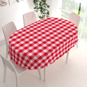 Biante Bavlnený oválny obrus Olivia OL-016 Červeno-biela kocka veľká 100x140 cm