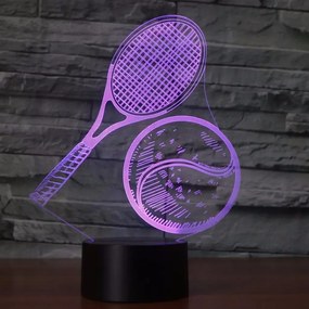 3D LED nočná lampa 3Dmix 3DL-CRK - Tenisová raketa a lopta (Crack základňa)