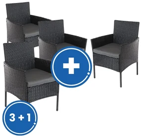 Záhradné kreslo Solano 3 + 1 ZADARMO, čierna