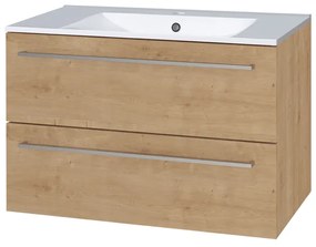 Mereo Mereo, Bino, kúpeľňová skrinka s keramickým umývadlom 81 cm, biela, dub, MER-CN621